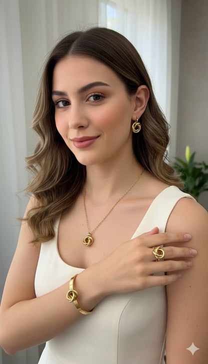 parure Tiffany Kont Dorée en Acier Inoxydable